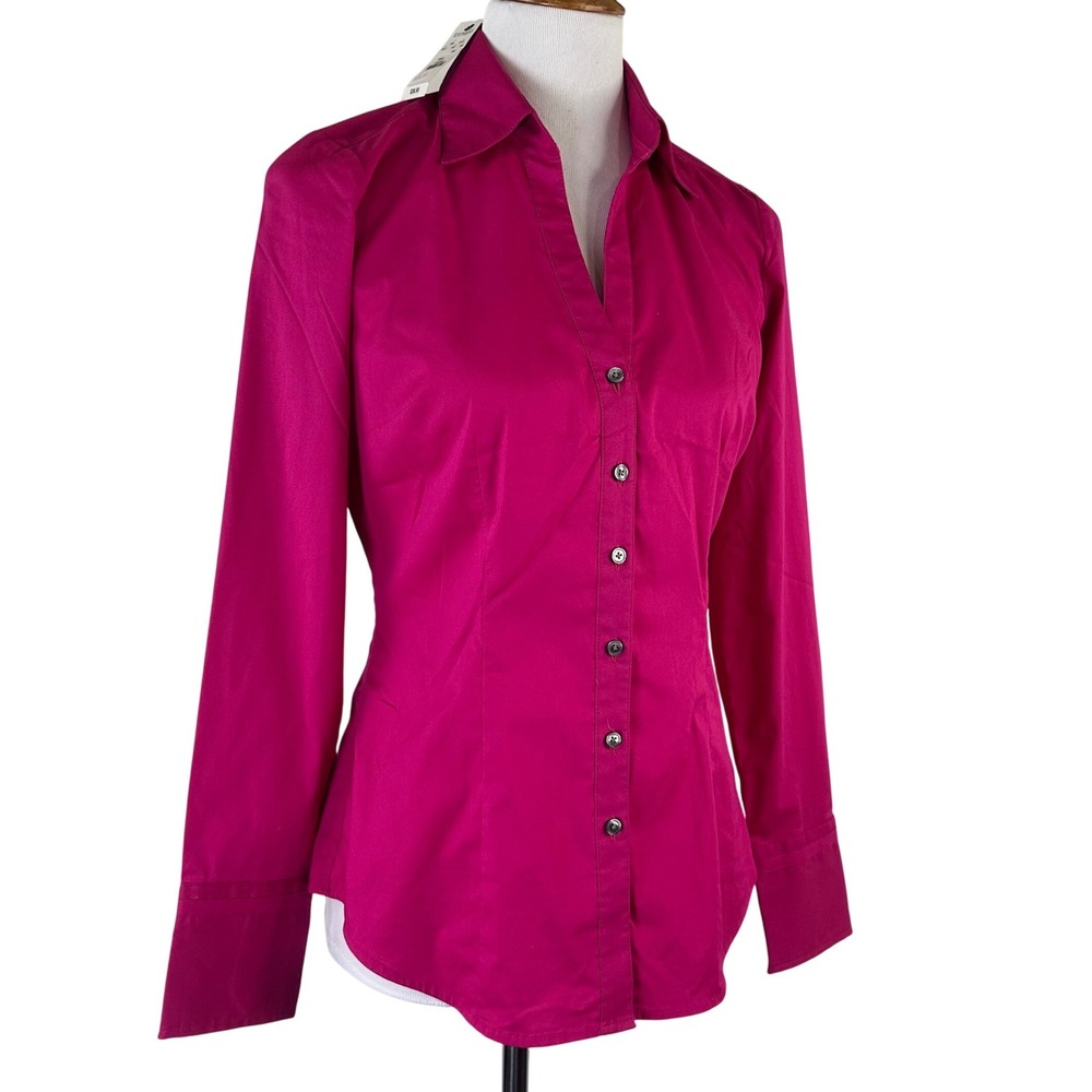 Express Design Studio Magenta Pink Long Sleeve Button Down Shirt Womens S NWT